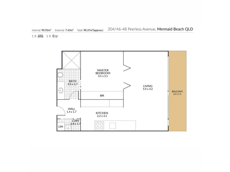 304/46-48 Peerless Avenue, Mermaid Beach QLD 4218 Floorplan