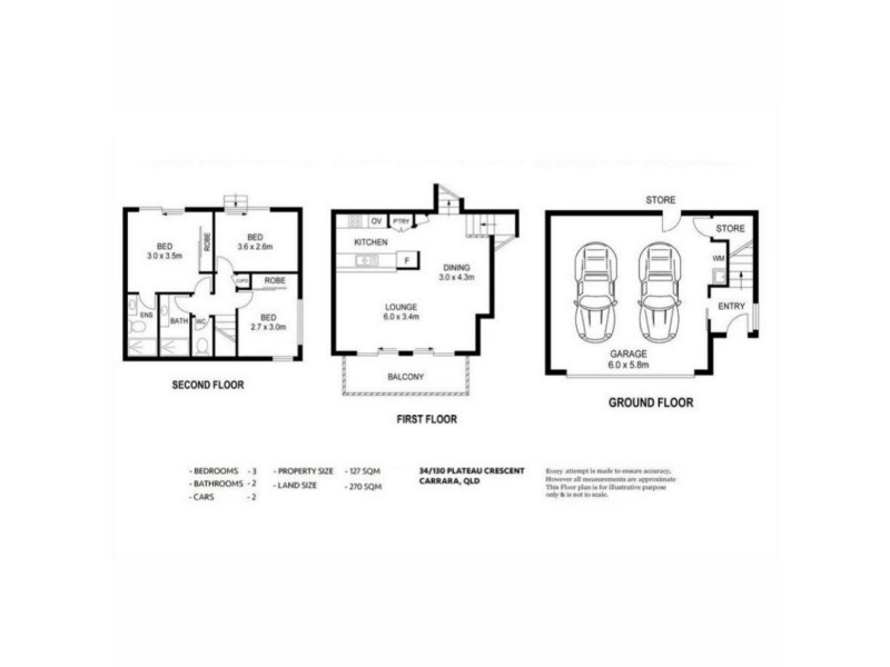34/130 Plateau Crescent, Carrara QLD 4211 Floorplan