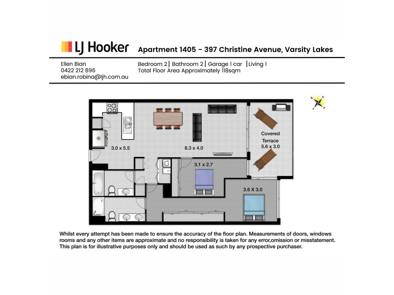 1405/397 Christine Avenue, Varsity Lakes QLD 4227 Floorplan
