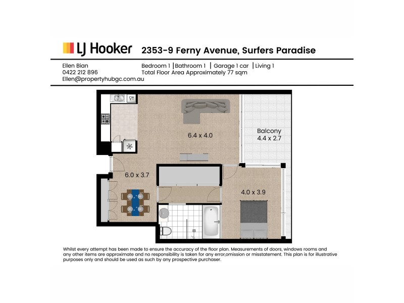2353/9 Ferny Avenue, Surfers Paradise QLD 4217 Floorplan