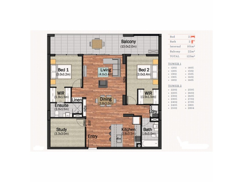 2605/42 Laver Drive, Robina QLD 4226 Floorplan