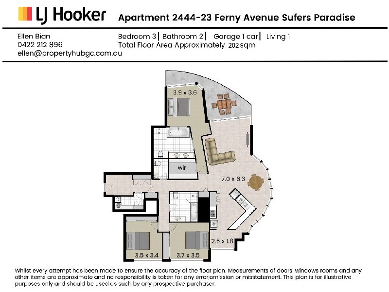 2444/23 Ferny Avenue, Surfers Paradise QLD 4217 Floorplan