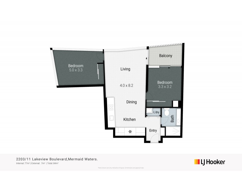 2203/2 The Lanes Boulevard, Mermaid Waters QLD 4218 Floorplan