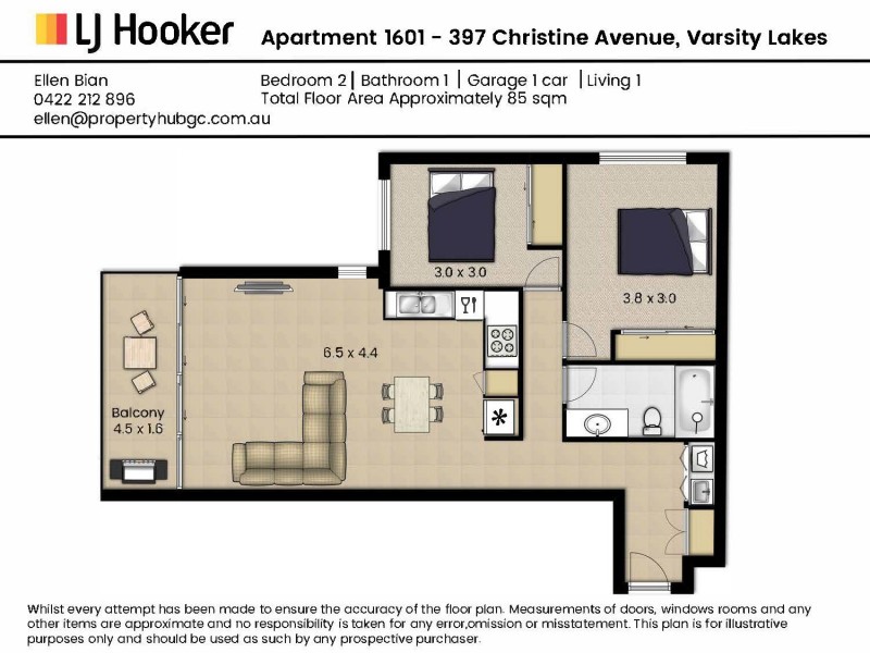 1601/397 Christine Avenue, Varsity Lakes QLD 4227 Floorplan
