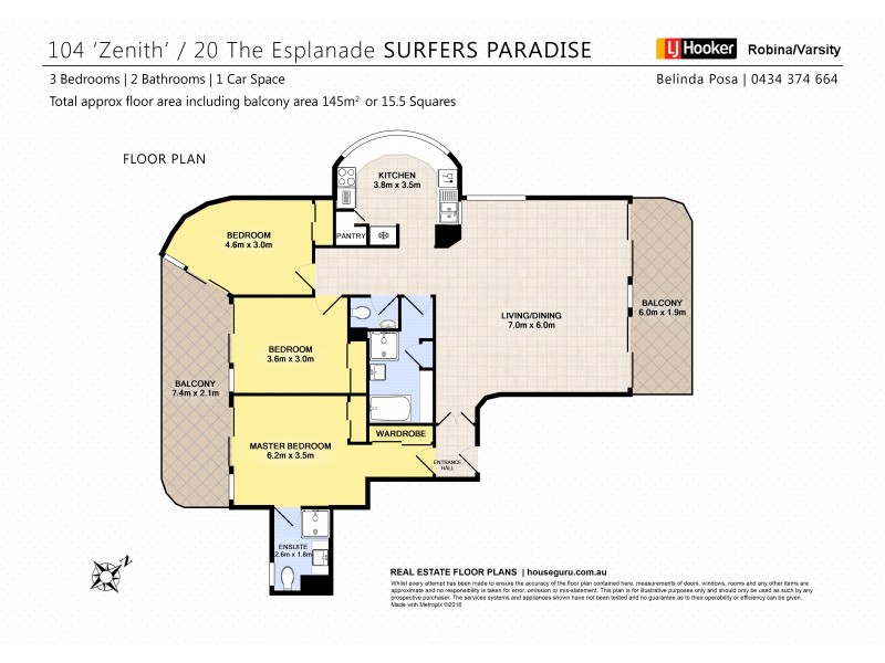 104/20 The Esplanade, Surfers Paradise QLD 4217 Floorplan