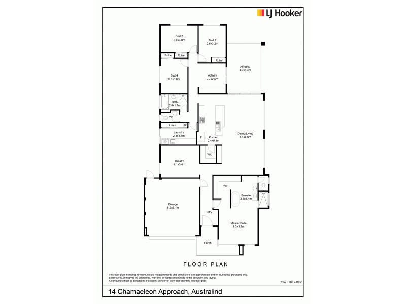 14 Chamaeleon Approach, Australind WA 6233 Floorplan