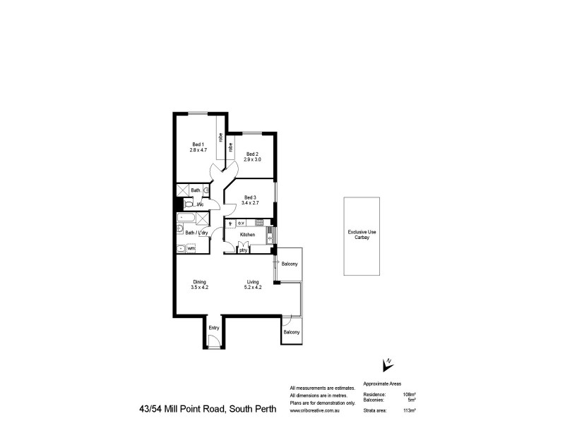 43/54 Mill Point Road, South Perth WA 6151 Floorplan