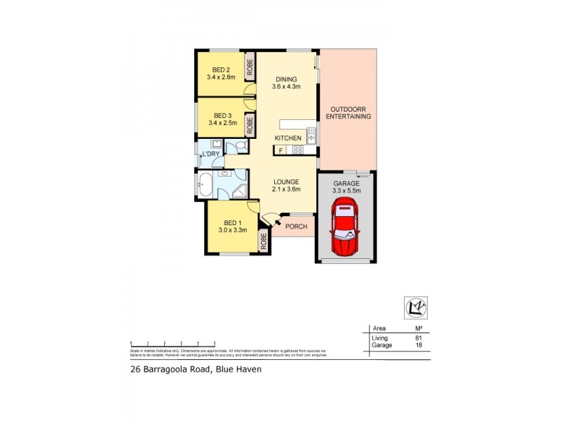 26 Barragoola Road, Blue Haven NSW 2262 Floorplan