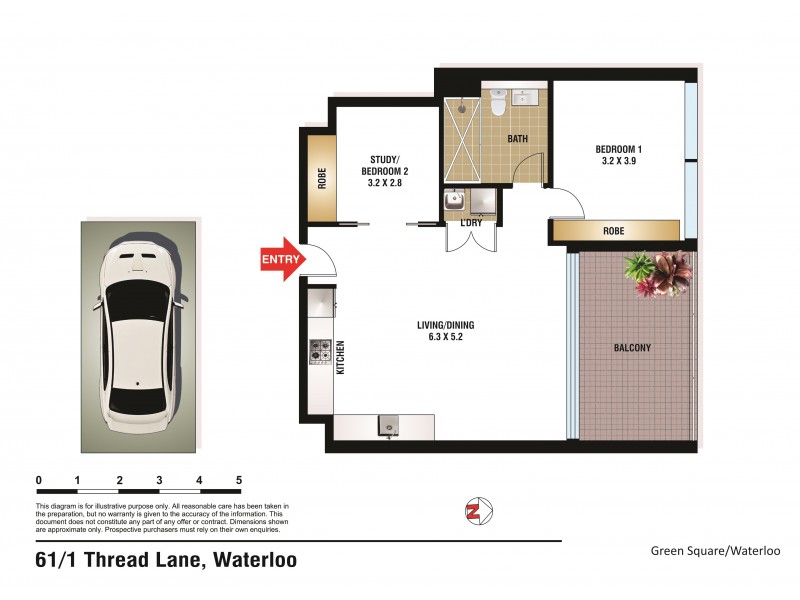 61/1 Thread Lane, Waterloo NSW 2017 Floorplan
