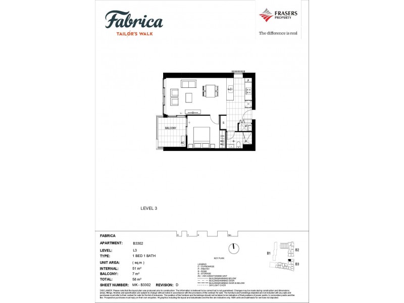 B3302/67 Wilson Street, Botany NSW 2019 Floorplan