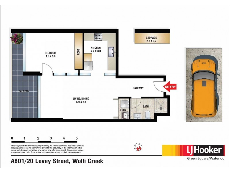 A801/20 Levey Street, Wolli Creek NSW 2205 Floorplan