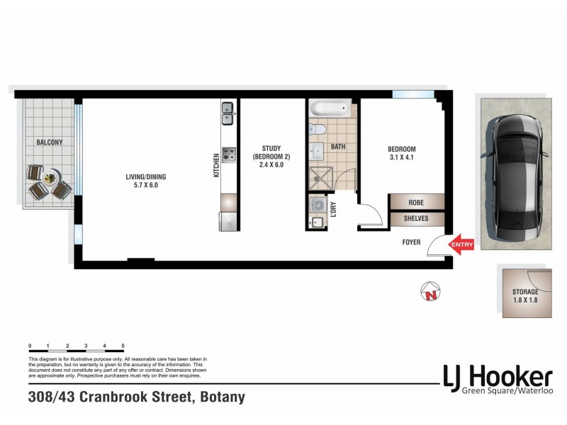 308/43 Cranbrook Street, Botany NSW 2019 Floorplan
