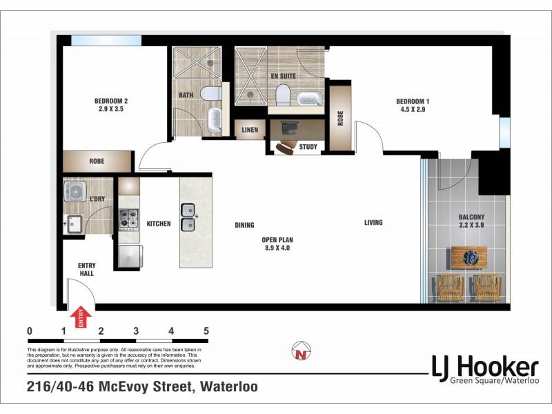 216/347 George Street, Waterloo NSW 2017 Floorplan