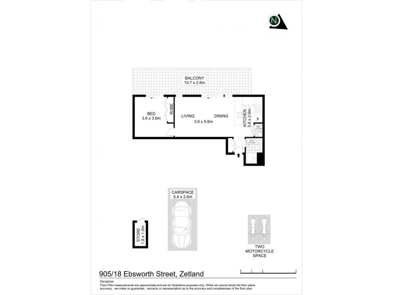905/18 Ebsworth Street, Zetland NSW 2017 Floorplan