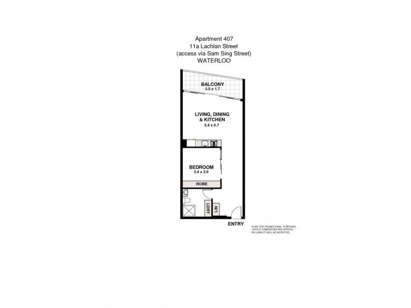 407/11A Lachlan Street, Waterloo NSW 2017 Floorplan