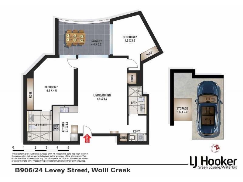 906/24 Levey Street, Wolli Creek NSW 2205 Floorplan