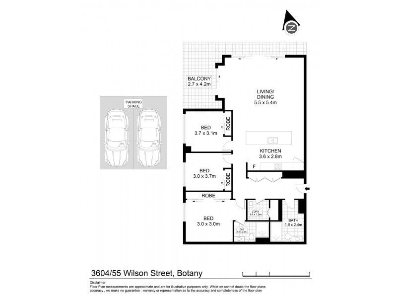 3604/53-55 Wilson Street, Botany NSW 2019 Floorplan