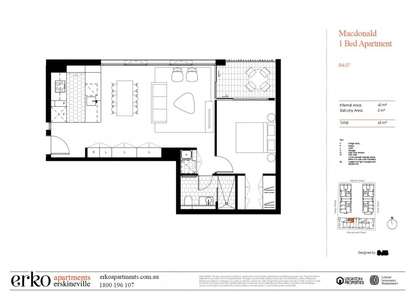 B407/70 Macdonald Street, Erskineville NSW 2043 Floorplan