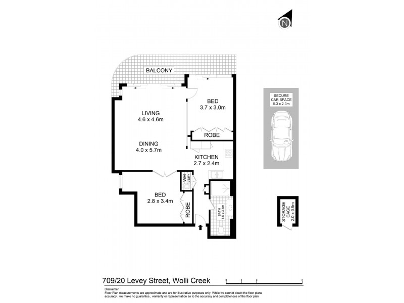 709/20 Levey Street, Wolli Creek NSW 2205 Floorplan
