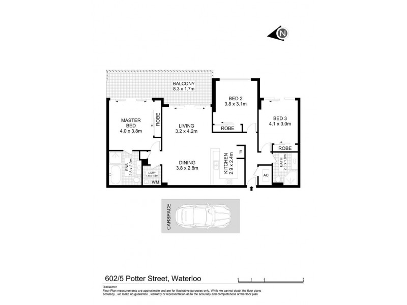 602/5 Potter Street, Waterloo NSW 2017 Floorplan