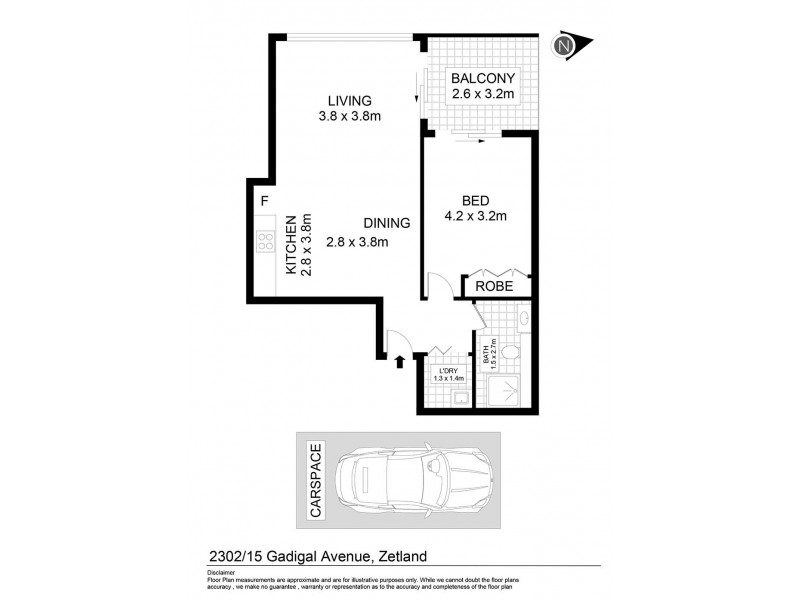 2302/15 Gadigal Avenue, Zetland NSW 2017 Floorplan