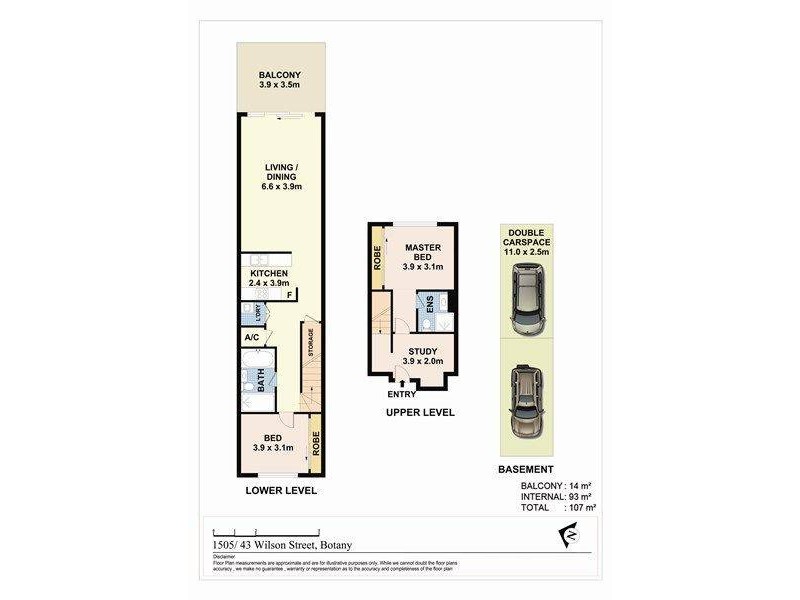 1505/43 Wilson Street, Botany NSW 2019 Floorplan