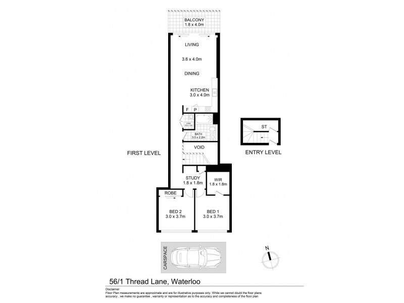 56/1 Thread Lane, Waterloo NSW 2017 Floorplan