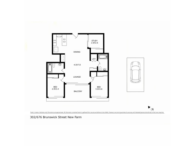 302/676 Brunswick Street, New Farm QLD 4005 Floorplan
