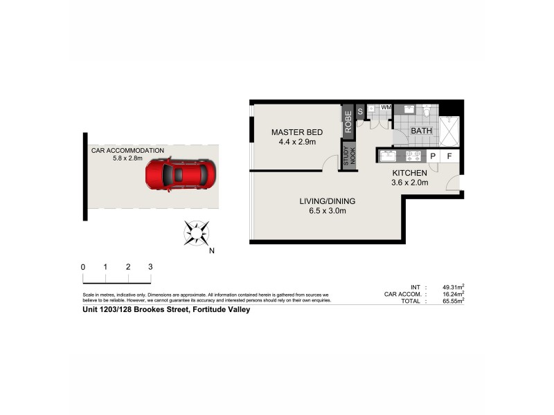 1203/128 Brookes Street, Fortitude Valley QLD 4006 Floorplan