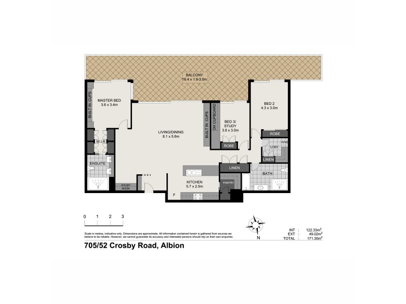 705/52 Crosby Road, Albion QLD 4010 Floorplan