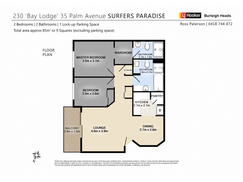 230/35-45 Palm Avenue, Surfers Paradise QLD 4217 Floorplan