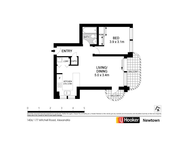 1406/177 Mitchell Road, Erskineville NSW 2043 Floorplan