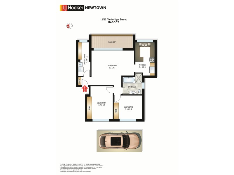 12/22 Tunbridge Street, Mascot NSW 2020 Floorplan