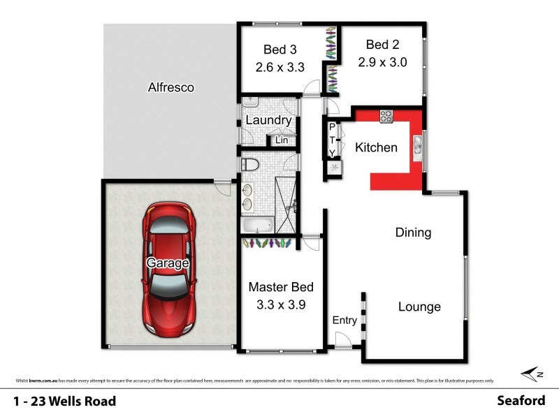 1/23 Wells Road, Seaford VIC 3198 Floorplan