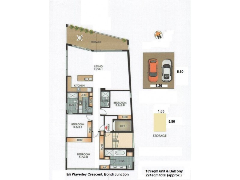 8/5 Waverley Crescent, Bondi Junction NSW 2022 Floorplan
