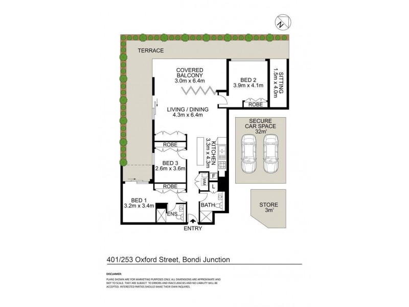 401/253-255 Oxford Street, Bondi Junction NSW 2022 Floorplan