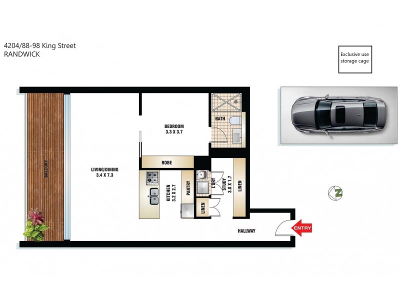 4204/88 King Street, Randwick NSW 2031 Floorplan