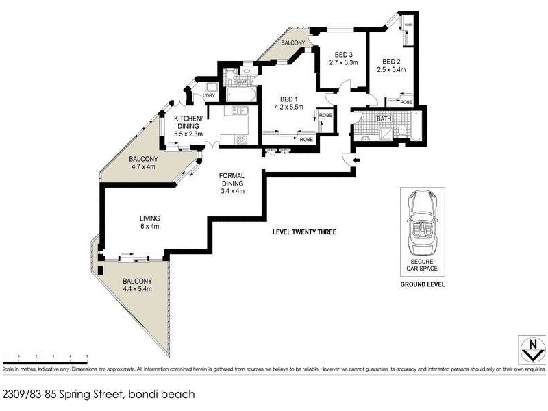 2309/83-85 Spring Street, Bondi Junction NSW 2022 Floorplan
