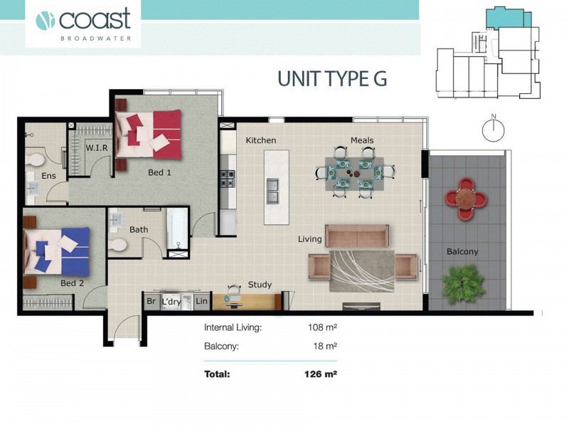 1001/378 Marine Parade, Labrador QLD 4215 Floorplan