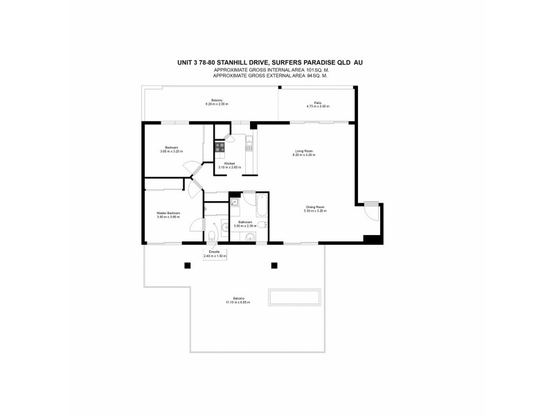 3/78 Stanhill Drive, Surfers Paradise QLD 4217 Floorplan