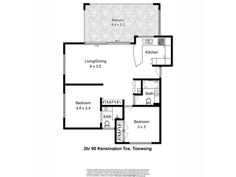 2B/90 Kensington Terrace, Toowong QLD 4066 Floorplan