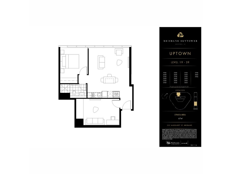 3908/222 Margaret Street, Brisbane City QLD 4000 Floorplan