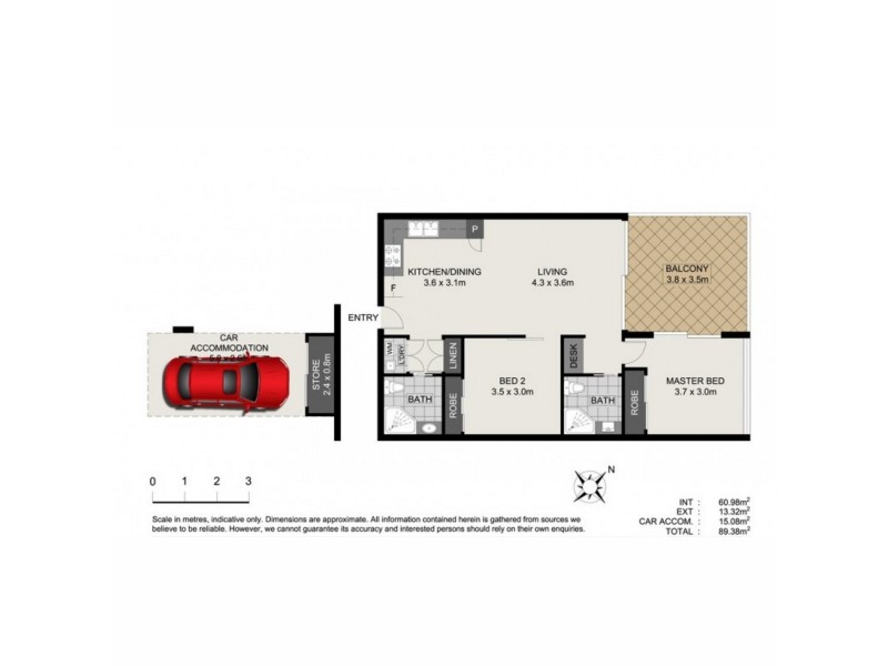 308/18 Thorn Street, Kangaroo Point QLD 4169 Floorplan