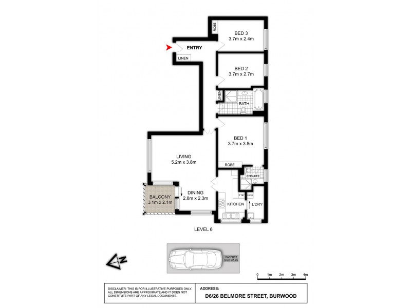 6D/26 Belmore Street, Burwood NSW 2134 Floorplan