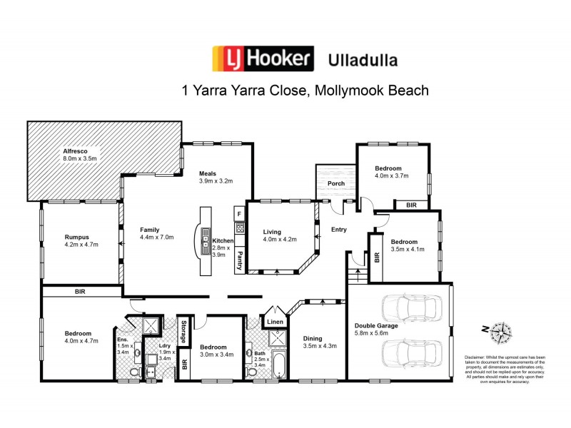 1 Yarra Yarra Close, Mollymook NSW 2539 Floorplan