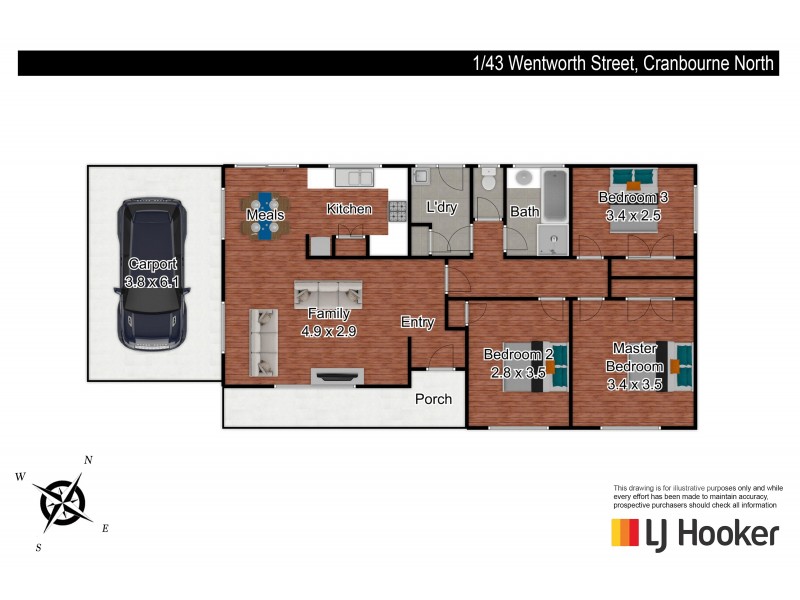 1/43 Wentworth Street, Cranbourne North VIC 3977 Floorplan