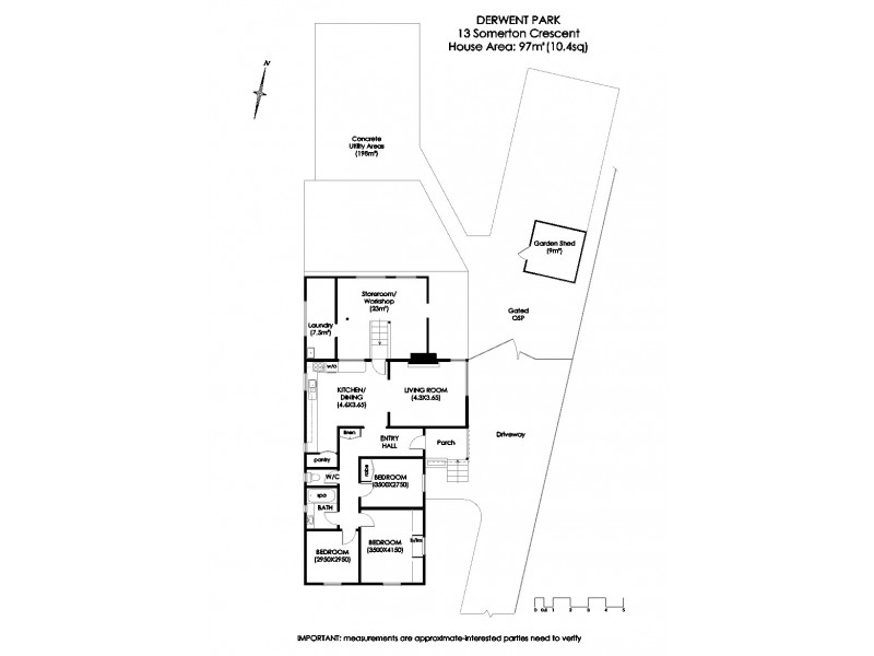 13 Somerton Crescent, Derwent Park TAS 7009 Floorplan