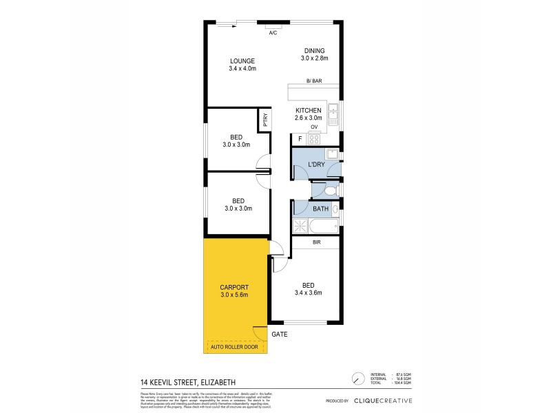 14 Keevil Street, Elizabeth SA 5112 Floorplan