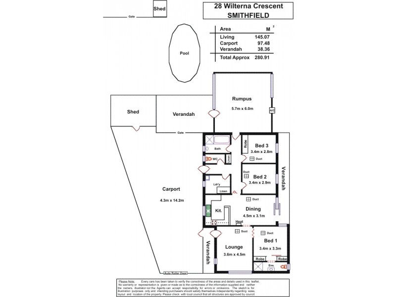 28 Wilterna Crescent, Smithfield SA 5114 Floorplan