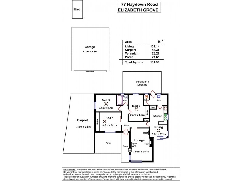 77 Haydown Road, Elizabeth Grove SA 5112 Floorplan